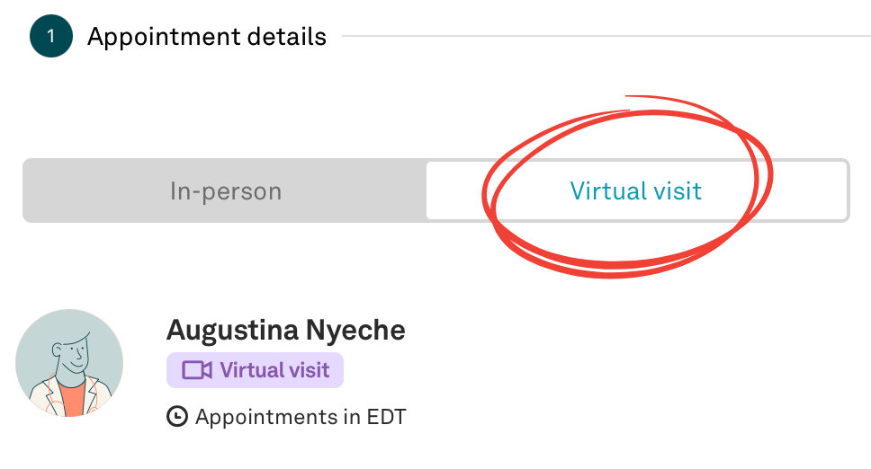 Step 2: Virtual visit selection